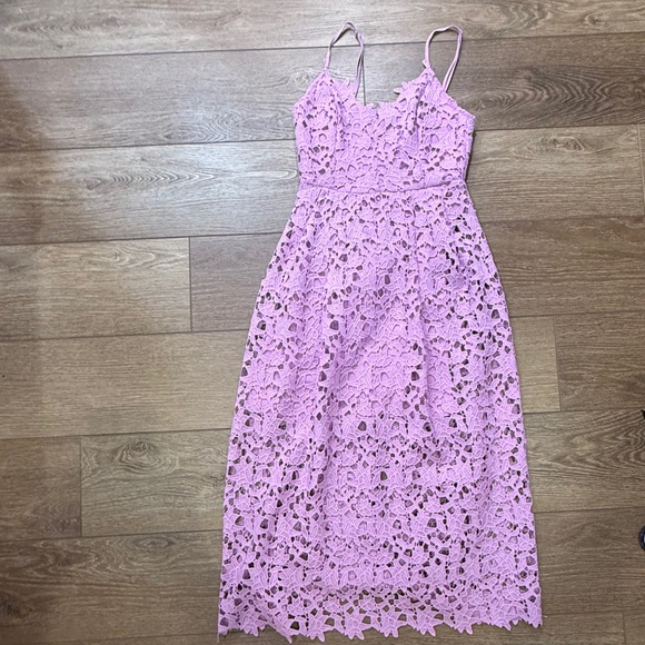 ASTR The Label Lace Overlay Midi A-Line Dress, Light Orchard, Size S, Dressy - Picture 4 of 15
